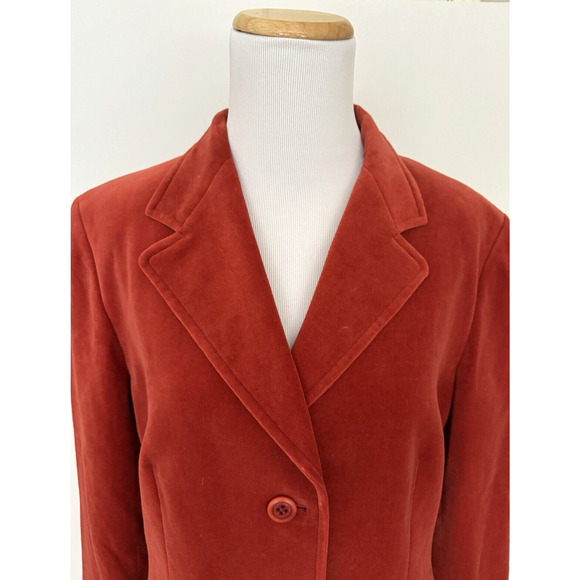 MaxMara Weekend Blazer 12 Red/Orange Cotton Stretch Velveteen Lined Jacket Italy - Picture 3 of 14